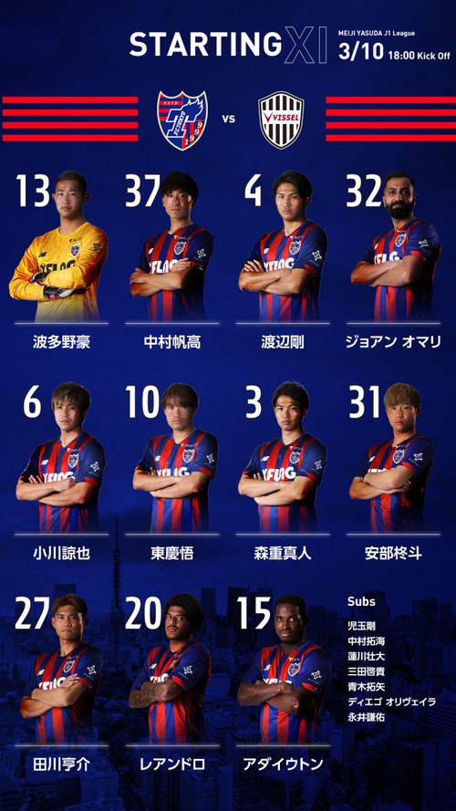 Jリーグ第3節FC東京vsヴィッセル神戸＠味スタ