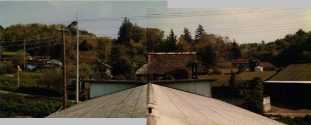 牛小屋の屋根からの昭和４０年代の景色
