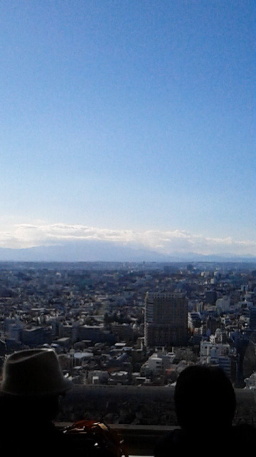 キャロットタワー26Fにて富士山方向を観るが雲にかかって観られず